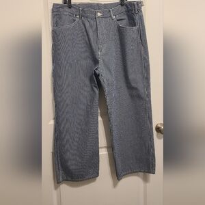 AYR Men's Navy Pinstriped Relaxed Jeans